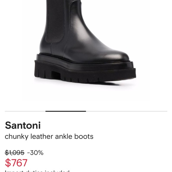 Santoni chunky leather ankle boots size 40/ US 9, no box, priced to sell - Picture 2 of 9